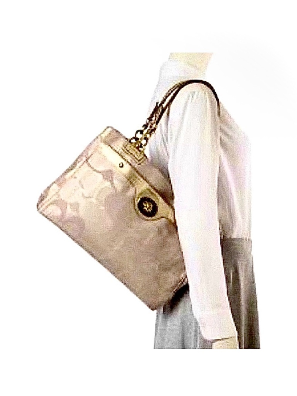 Coach Lg Penelope Carryall F18474 Optic
Signature Logo Canvas & Leather